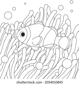 Clownfish cartoon vector illlustration.coloring book page