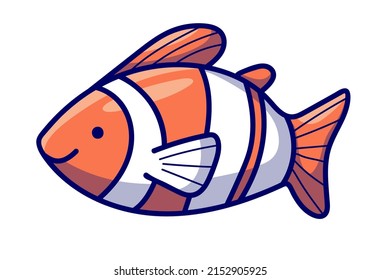 Clownfish colorful vector icon. Flat vector illustration in cartoon style. Cute marine character.