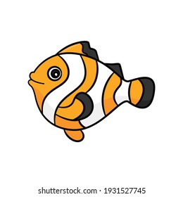 Clownfish in drawing style isolated vector. Hand drawn object illustration for your presentation, teaching materials or others.