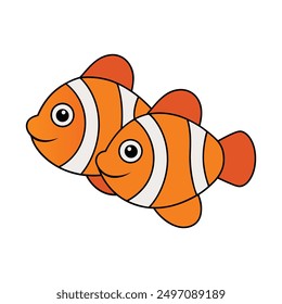 Clownfish duo vector: cartoon, clipart, line art, vibrant and playful design