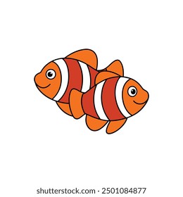 Clownfish duo vector: cartoon, clipart, line art, vibrant and playful design