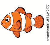 Clownfish fish isolated flat vector illustration on white background