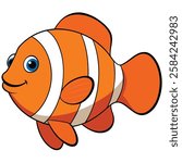 Clownfish fish isolated flat vector illustration on white background