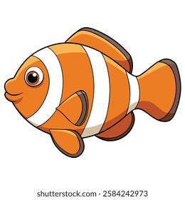 Clownfish fish isolated flat vector illustration on white background