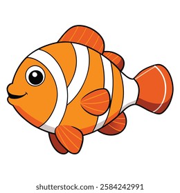 Clownfish fish isolated flat vector illustration on white background