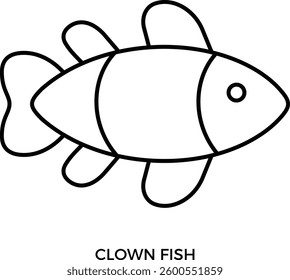 Clownfish icon line vector on white background, clownfish trendy fill.by iin indun.