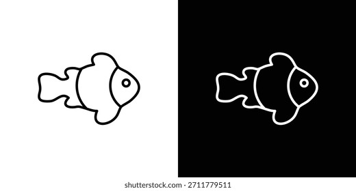 Esquema del icono de pez payaso. Vector aislado pictograma para el Web