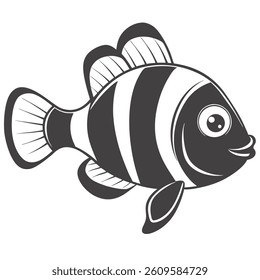 Clownfish Illustration Vector Graphic Striped Tropical Fish Simple Design Element