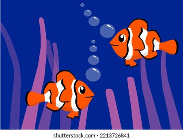 Clownfish Isolated On Blue Background