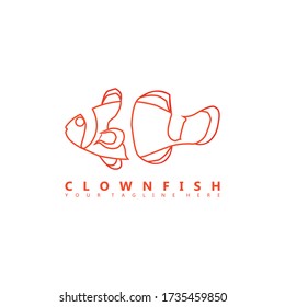A clownfish logo image that uses a negative space style. This logo is suitable for companies in the field of ornamental fish farming.