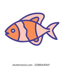 Clownfish marine life icon illustration