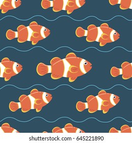 Clownfish seamless pattern. Can be used for wallpaper, t-shirt pattern, web page background, print, wrapping and much more!