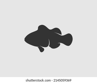 Clownfish Silhouette on White Background. Isolated Vector Animal Template for Logo Company, Icon, Symbol etc 