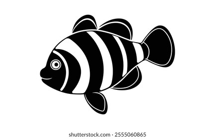 clownfish silhouette vector illustration on white background