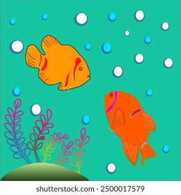 ClownFish under the sea pattern for wrapping paper and fabrics and linens and kids clothes print and festive packaging and party accessories doodles, birthday greeting.
