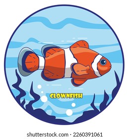 clownfish vector design, good for youtube, home work, game, wallpaper, mug, education, etc