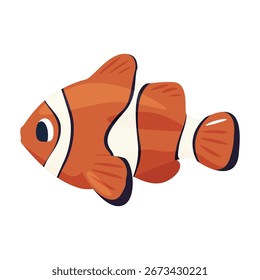 Projeto de vetor de palhaço isolado no fundo branco, apresentando cores vibrantes e padrões distintos encontrados em águas tropicais