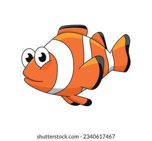 Clownfish. Wildlife cartoon illustration. Vector drawing