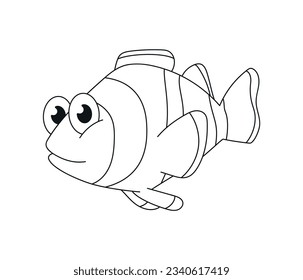 Clownfish. Wildlife outline illustration. Vector drawing