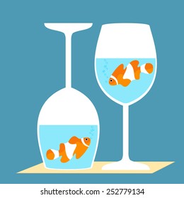 clownfish in a wine glasses