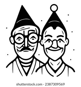 Clowns Couple Flat Icon Isolated On White Background
