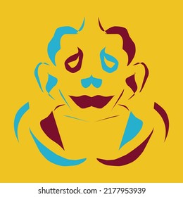 The clown's design with its unique features, matches the T shirt logo