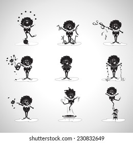 Clowns - Isolated On Gray Background - Vector Illustration, Graphic Design Editable For Your Design