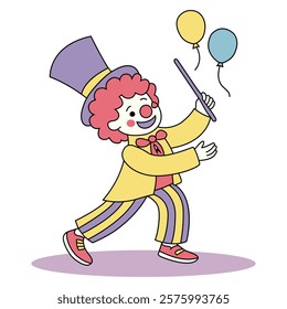 Clowns or magicians Vector illustration. Happy Birthday Cartoon Vector