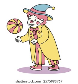 Clowns or magicians Vector illustration. Happy Birthday Cartoon Vector