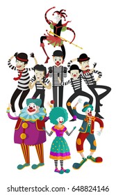 Clowns Mimes And Harlequin Crowd