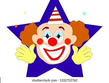 Clowns with open hands, April Fool's Day illustrations