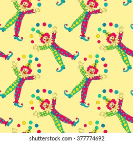 Clowns seamless pattern background. Vector illustration