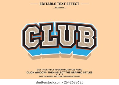 Plantilla de efecto de texto editable Club 3D