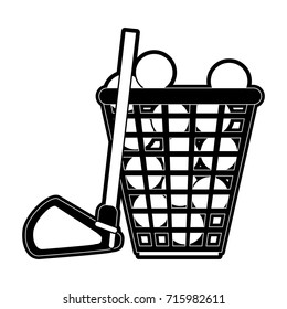 club with balls in basket golf related icon image 
