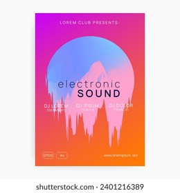 Club Banner. Bright Disco Poster. Indie Glitch For Cover. Geometric Background For Invitation Layout. House And Carnival Concept. Pink And Blue Club Banner