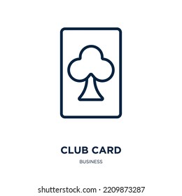 Club Card Icon From Business Collection. Thin Linear Club Card, Club, Card Outline Icon Isolated On White Background. Line Vector Club Card Sign, Symbol For Web And Mobile