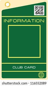 Club card with sample placement information. Vector illustration.