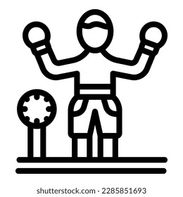Club champion icon outline vector. Boxing hand. Box ring