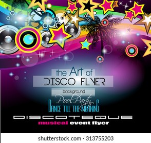 Club Disco Flyer Set with Colorful backgrounds. A lot of different elements for your techno, hip hop, electro or metal music event Posters and advertising