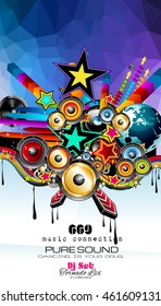 Club Disco Flyer template with Music Elements , Colorful Scalable backgrounds and space for Text. Ideal for Dancing Event posters or for printed promotional materials.