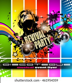 Club Disco Flyer template with Music Elements , Colorful Scalable backgrounds and space for Text. Ideal for Dancing Event posters or for printed promotional materials.