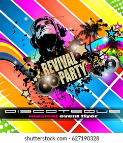 Club Disco Flyer template with Music Elements , Colorful Scalable backgrounds and space for Text. Ideal for Dancing Event posters or for printed promotional materials.