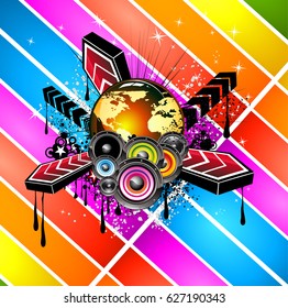 Club Disco Flyer template with Music Elements , Colorful Scalable backgrounds and space for Text. Ideal for Dancing Event posters or for printed promotional materials.