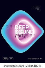 Club Event. Graphic Background For Presentation Layout. Cool Trance Poster. Techno And Show Vector. Trendy Effect For Magazine. Purple And Blue Club Event