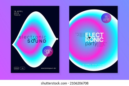 Club Fest. Cool Art For Cover. Minimal Background For Magazine Shape. Music And Discotheque Template. Bright Dance Event. Purple And Turquoise Club Fest
