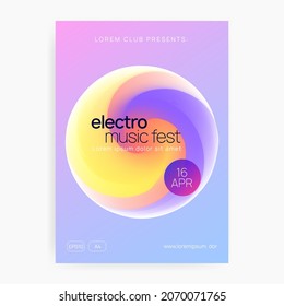 Club Fest. Wave Sound Poster. Techno And Nightlife Shape. Jazz Effect For Presentation. Minimal Pattern For Invitation Layout. Purple And Orange Club Fest