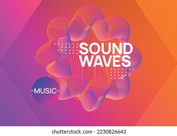 Club flyer. Curvy show magazine concept. Dynamic fluid shape and line. Neon club flyer. Electro dance music. Trance party dj. Electronic sound fest. Techno event poster.