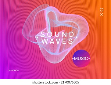 Club flyer. Dynamic fluid shape and line. Geometric discotheque cover design. Neon club flyer. Electro dance music. Trance party dj. Electronic sound fest. Techno event poster.