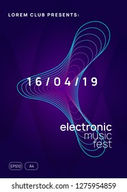 Club flyer. Dynamic gradient shape and line. Futuristic concert magazine design. Neon club flyer. Electro dance music. Trance party dj. Electronic sound fest. Techno event poster.