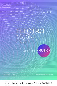 Club flyer. Dynamic gradient shape and line. Wavy concert cover layout. Neon club flyer. Electro dance music. Trance party dj. Electronic sound fest. Techno event poster.